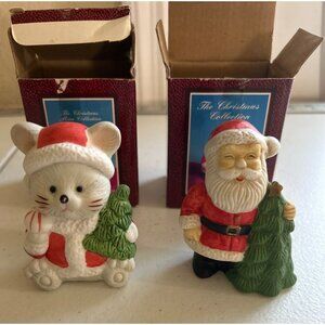 Vintage Youngs Inc. Christmas Mouse & Santa Figurines 1994 Collectible Holiday